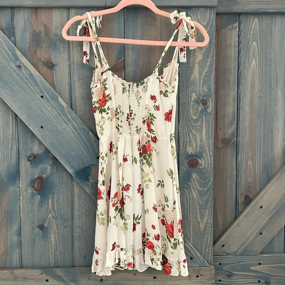 Reformation Floral Tie-Strap Dress in Cream Christine Rose - Picture 7 of 11